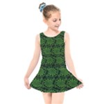 Green Floral Pattern Floral Greek Ornaments Kids  Skater Dress Swimsuit