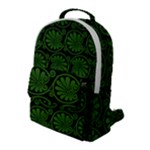 Green Floral Pattern Floral Greek Ornaments Flap Pocket Backpack (Large)