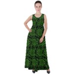 Green Floral Pattern Floral Greek Ornaments Empire Waist Velour Maxi Dress