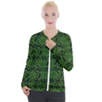 Green Floral Pattern Floral Greek Ornaments Casual Zip Up Jacket