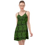 Green Floral Pattern Floral Greek Ornaments Summer Time Chiffon Dress