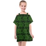 Green Floral Pattern Floral Greek Ornaments Kids  One Piece Chiffon Dress