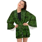 Green Floral Pattern Floral Greek Ornaments Long Sleeve Kimono
