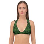 Green Floral Pattern Floral Greek Ornaments Double Strap Halter Bikini Top