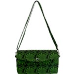 Green Floral Pattern Floral Greek Ornaments Removable Strap Clutch Bag