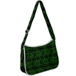 Green Floral Pattern Floral Greek Ornaments Zip Up Shoulder Bag