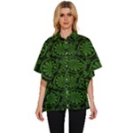 Green Floral Pattern Floral Greek Ornaments Women s Batwing Button Up Shirt