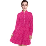 Pink Pattern, Abstract, Background, Bright Long Sleeve Chiffon Shirt Dress