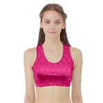 Pink Pattern, Abstract, Background, Bright Sports Bra with Border
