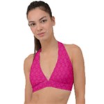 Pink Pattern, Abstract, Background, Bright Halter Plunge Bikini Top