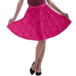 Pink Pattern, Abstract, Background, Bright A-line Skater Skirt