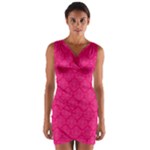 Pink Pattern, Abstract, Background, Bright Wrap Front Bodycon Dress