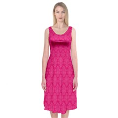 Pink Pattern, Abstract, Background, Bright Midi Sleeveless Dress from UrbanLoad.com