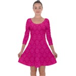Pink Pattern, Abstract, Background, Bright Quarter Sleeve Skater Dress
