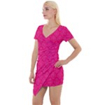 Pink Pattern, Abstract, Background, Bright Short Sleeve Asymmetric Mini Dress