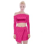 Pink Pattern, Abstract, Background, Bright Off Shoulder Top with Mini Skirt Set