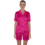 Pink Pattern, Abstract, Background, Bright Satin Short Sleeve Pajamas Set