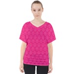 Pink Pattern, Abstract, Background, Bright V-Neck Dolman Drape Top