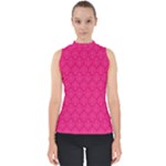 Pink Pattern, Abstract, Background, Bright Mock Neck Shell Top