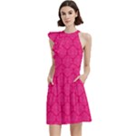 Pink Pattern, Abstract, Background, Bright Cocktail Party Halter Sleeveless Dress With Pockets