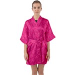 Pink Pattern, Abstract, Background, Bright Half Sleeve Satin Kimono 