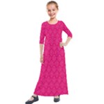 Pink Pattern, Abstract, Background, Bright Kids  Quarter Sleeve Maxi Dress