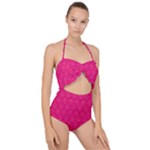 Pink Pattern, Abstract, Background, Bright Scallop Top Cut Out Swimsuit