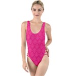 Pink Pattern, Abstract, Background, Bright High Leg Strappy Swimsuit