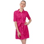Pink Pattern, Abstract, Background, Bright Belted Shirt Dress