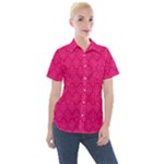 Pink Pattern, Abstract, Background, Bright Women s Short Sleeve Pocket Shirt