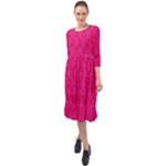 Pink Pattern, Abstract, Background, Bright Ruffle End Midi Chiffon Dress