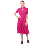 Pink Pattern, Abstract, Background, Bright Keyhole Neckline Chiffon Dress