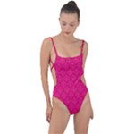 Pink Pattern, Abstract, Background, Bright Tie Strap One Piece Swimsuit