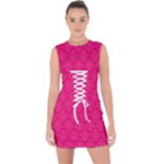 Pink Pattern, Abstract, Background, Bright Lace Up Front Bodycon Dress