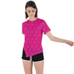 Pink Pattern, Abstract, Background, Bright Asymmetrical Short Sleeve Sports T-Shirt