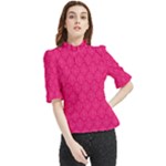 Pink Pattern, Abstract, Background, Bright Frill Neck Blouse