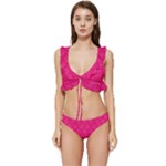 Pink Pattern, Abstract, Background, Bright Low Cut Ruffle Edge Bikini Set
