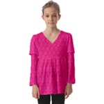 Pink Pattern, Abstract, Background, Bright Kids  V Neck Casual Top