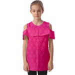 Pink Pattern, Abstract, Background, Bright Fold Over Open Sleeve Top