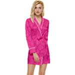 Pink Pattern, Abstract, Background, Bright Long Sleeve Satin Robe