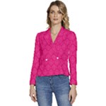 Pink Pattern, Abstract, Background, Bright Women s Long Sleeve Revers Collar Cropped Jacket