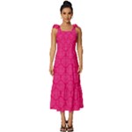 Pink Pattern, Abstract, Background, Bright Tie-Strap Tiered Midi Chiffon Dress