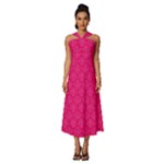 Pink Pattern, Abstract, Background, Bright Sleeveless Cross Front Cocktail Midi Chiffon Dress
