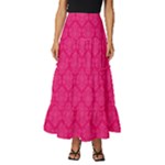 Pink Pattern, Abstract, Background, Bright Tiered Ruffle Maxi Skirt