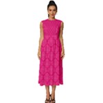 Pink Pattern, Abstract, Background, Bright Sleeveless Round Neck Midi Dress
