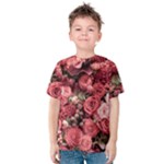 Pink Roses Flowers Love Nature Kids  Cotton T-Shirt