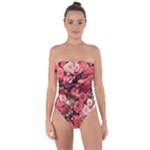 Pink Roses Flowers Love Nature Tie Back One Piece Swimsuit