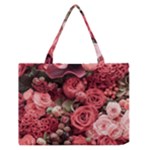 Pink Roses Flowers Love Nature Zipper Medium Tote Bag