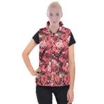 Pink Roses Flowers Love Nature Women s Button Up Vest