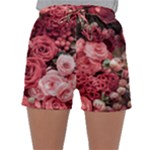 Pink Roses Flowers Love Nature Sleepwear Shorts